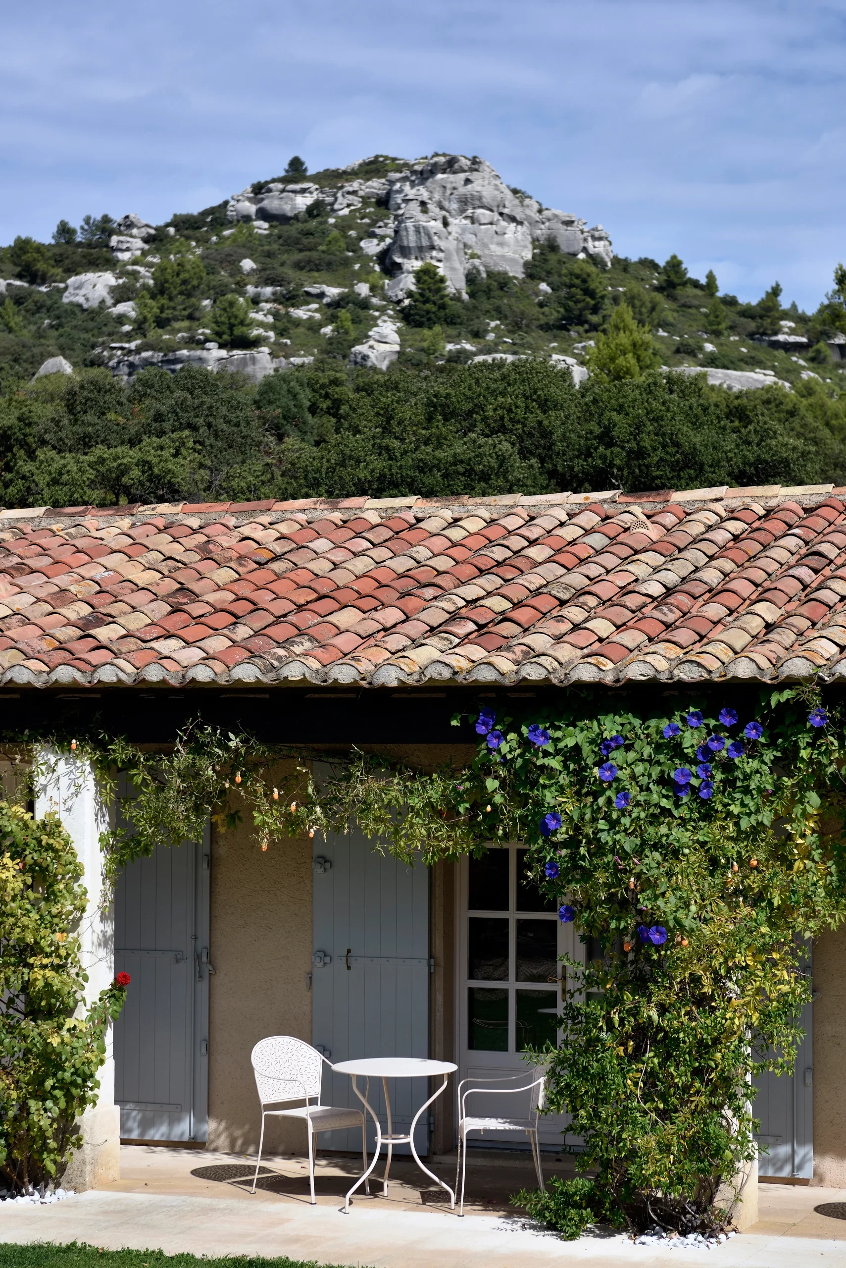Maison provençale avec vue sur rochers boisés